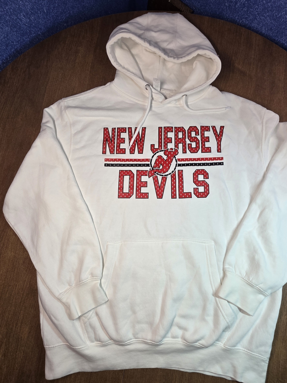 STARTER White Hoodie with Red New Jersey Devils Graphic
